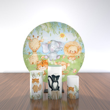 Animal elephant lion giraffe printed round backdrop